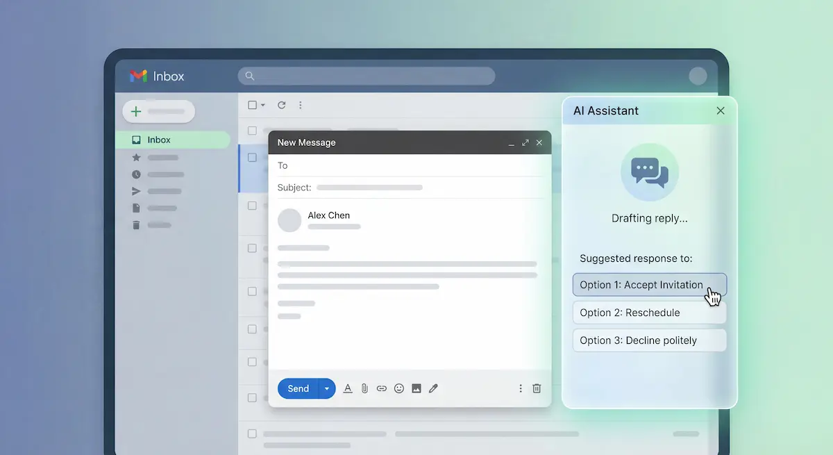 Assistant IA aidant à rédiger et automatiser des réponses email pour gagner du temps