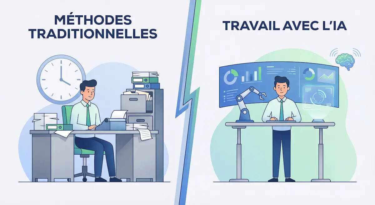 Comparaison entre méthodes de travail traditionnelles et méthodes de travail avec l’IA